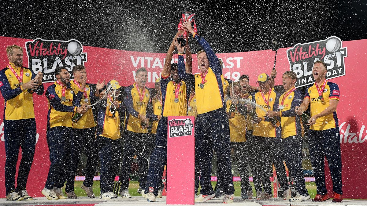 Essex Eagles celebrate their 2019 Vitality Blast win