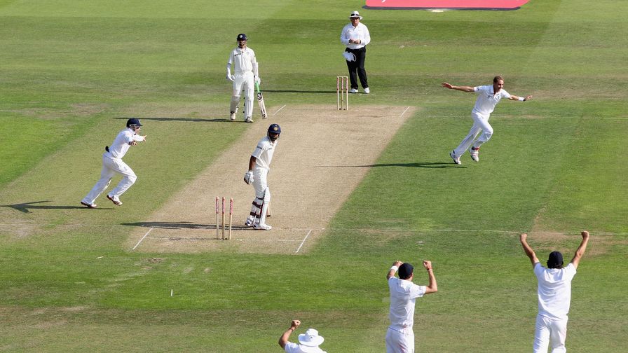 Stuart Broad runs through India with a hat-trick at Trent Bridge.