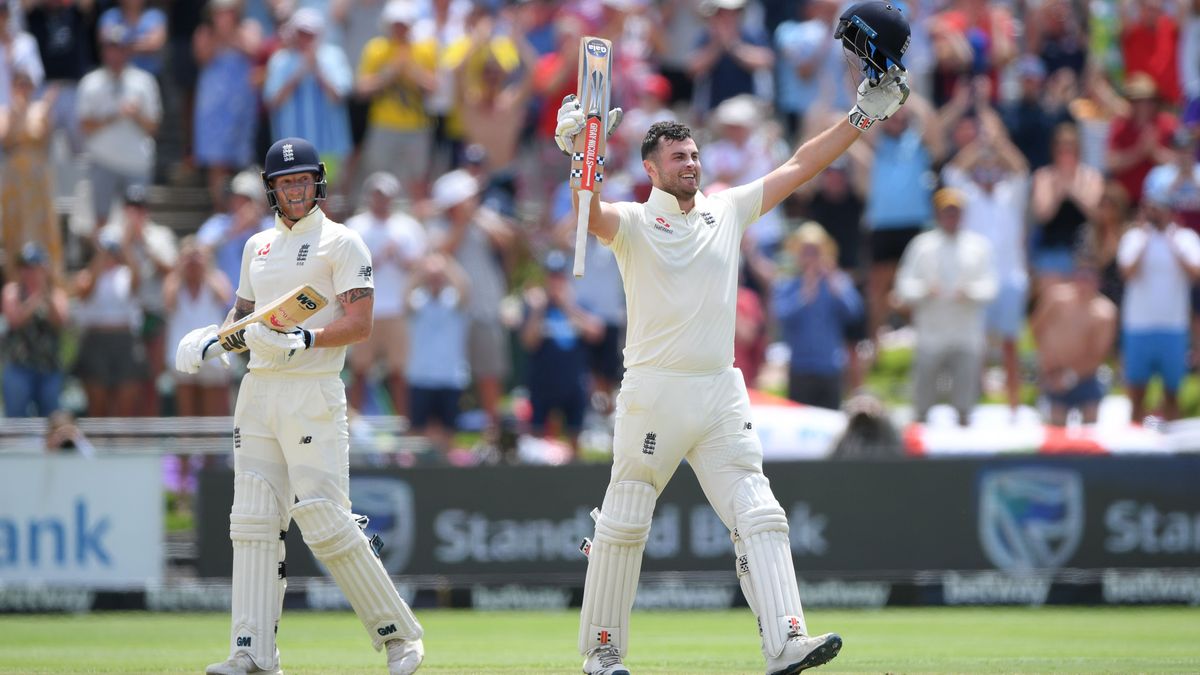 Dom Sibley celebrates his maiden Test century.