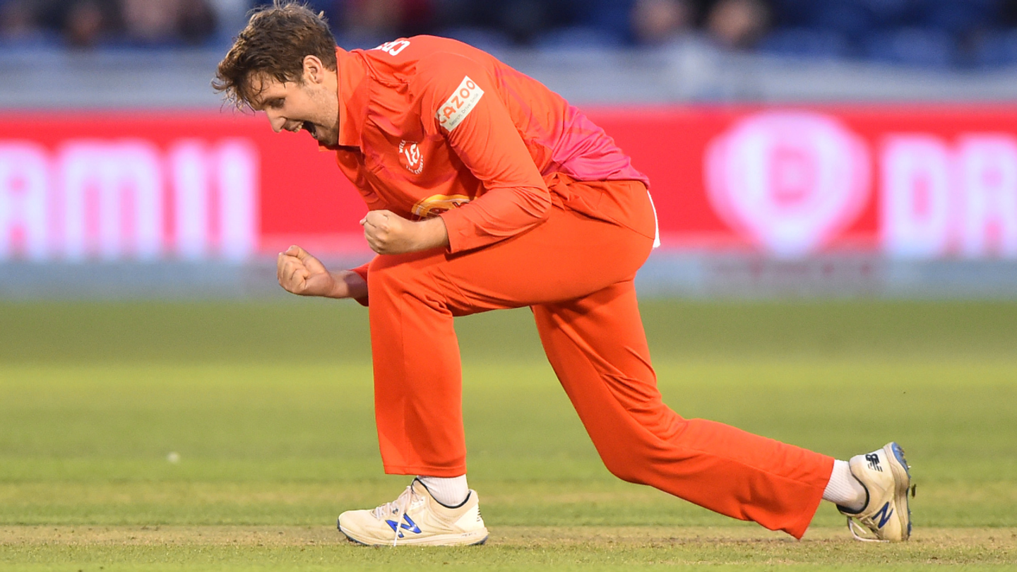 Matt Critchley celebrates a wicket for the Fire!