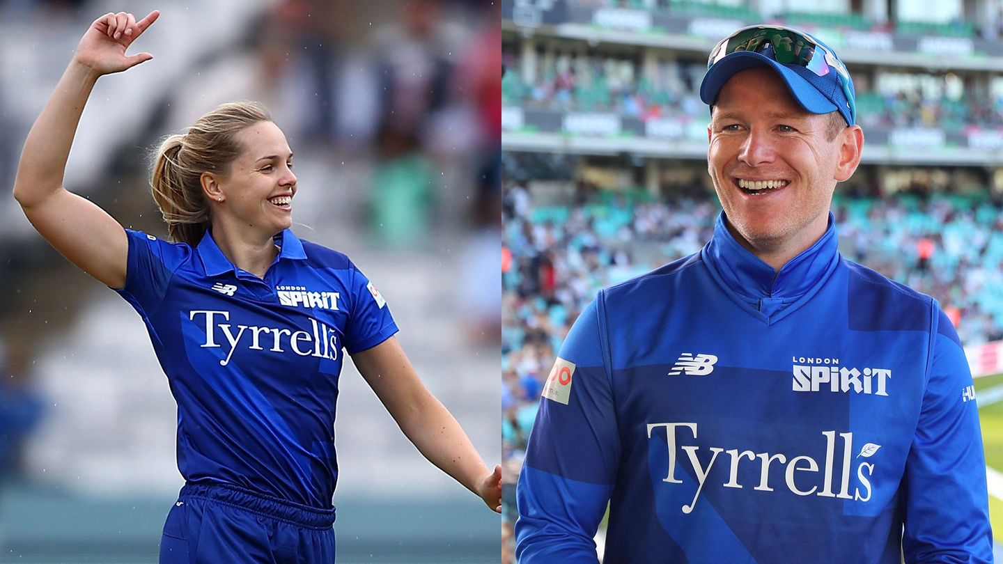 London Spirit's Freya Davies and Eoin Morgan