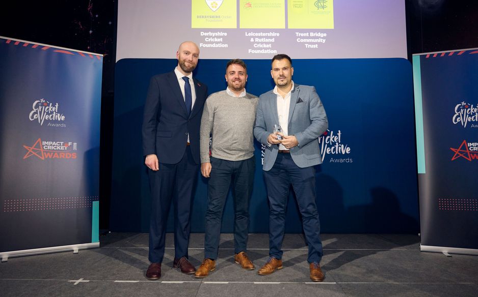 Impact of Cricket Awards 2025 - Derbyshire Cricket Foundation winners with Nick Ball