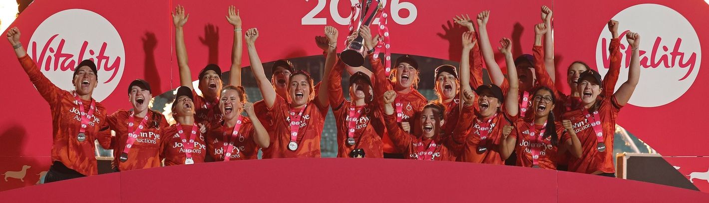 The Blaze lift the 2026 Vitality Blast women's competition trophy