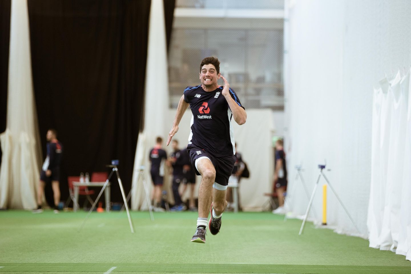 Alastair Cook powers his way through the 40m sprint