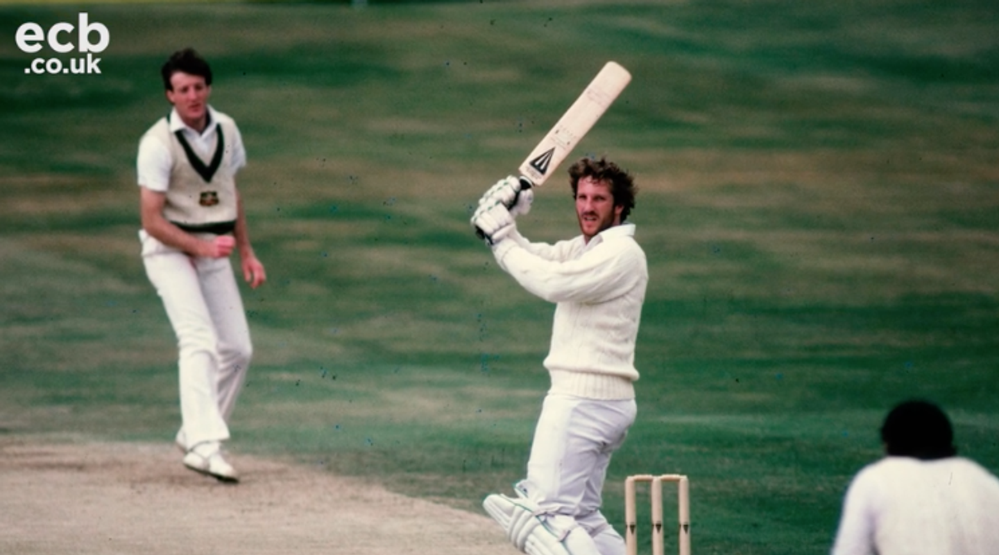 Ian Botham bats in the famous Ashes Test at Headingley in 1981