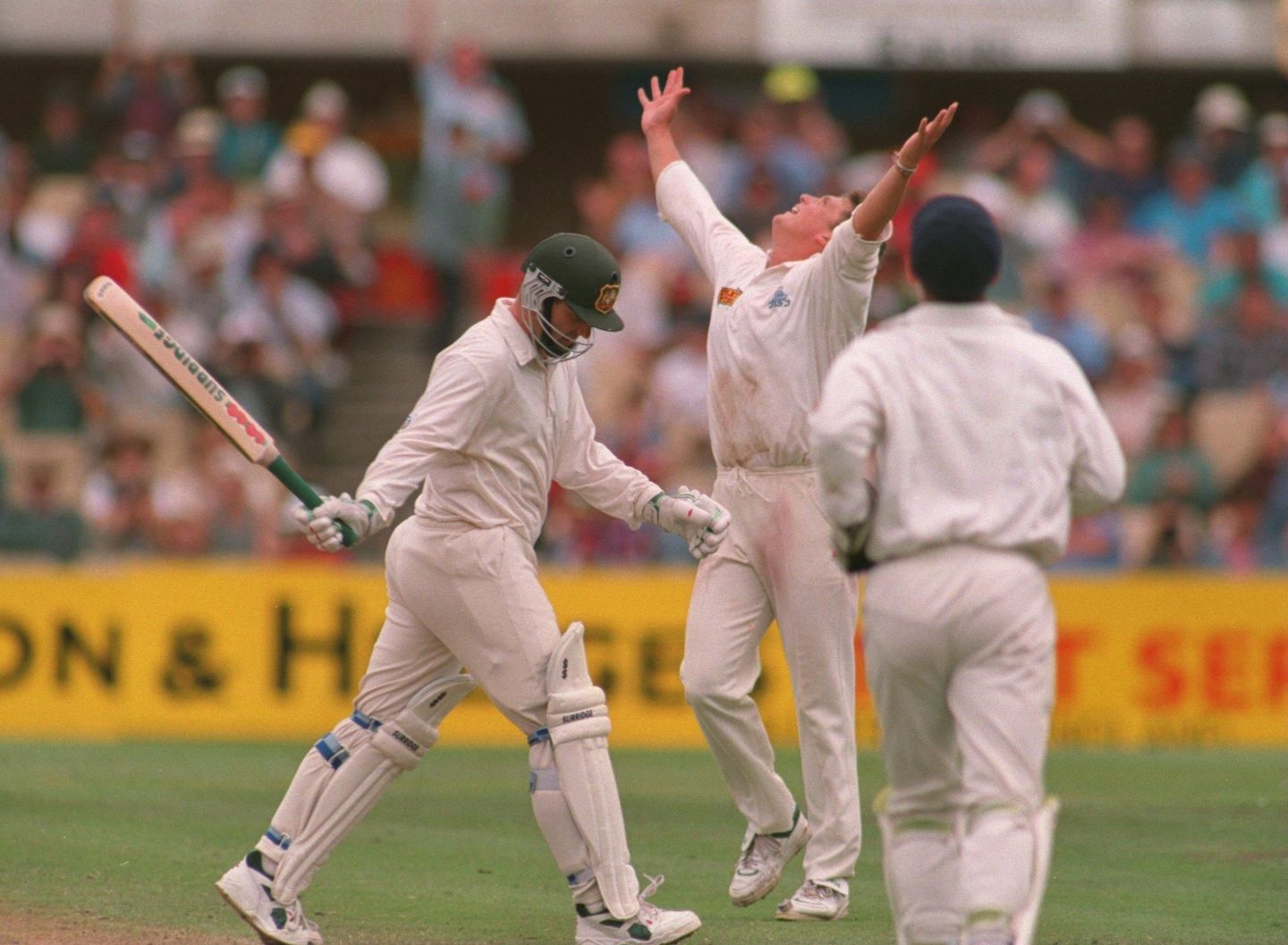 Darren Gough celebrates his hat-trick at the SCG in 1999