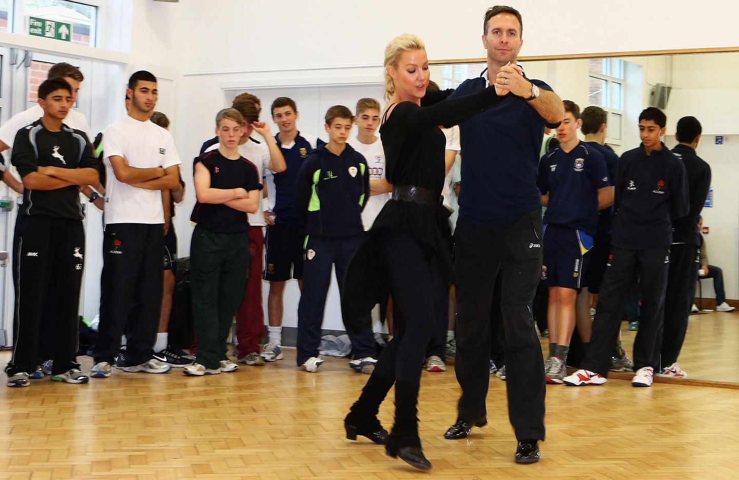 The England U17 squad were invited to watch Michael Vaughan and Strictly Come Dancing partner Natalie Lowe rehearsing in 2012